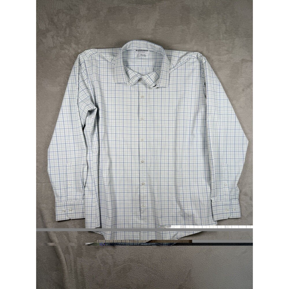 Mizzen + Main Shirt Mens XL Blue Check Trim Fit Leeward Long Sleeve Performance
